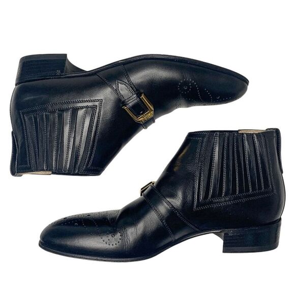 Gucci Interlocking G Logo Perforated Brogue Ankle Boot EU 37 US 7 Leather - Picture 6 of 11